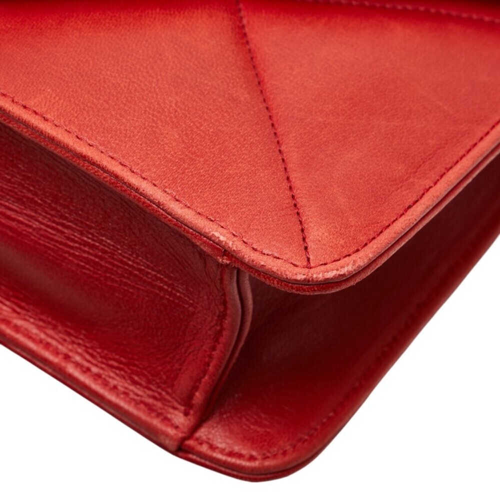 CHANEL Red Lambskin Leather Logo Shoulder Bag - Picture 6 of 12